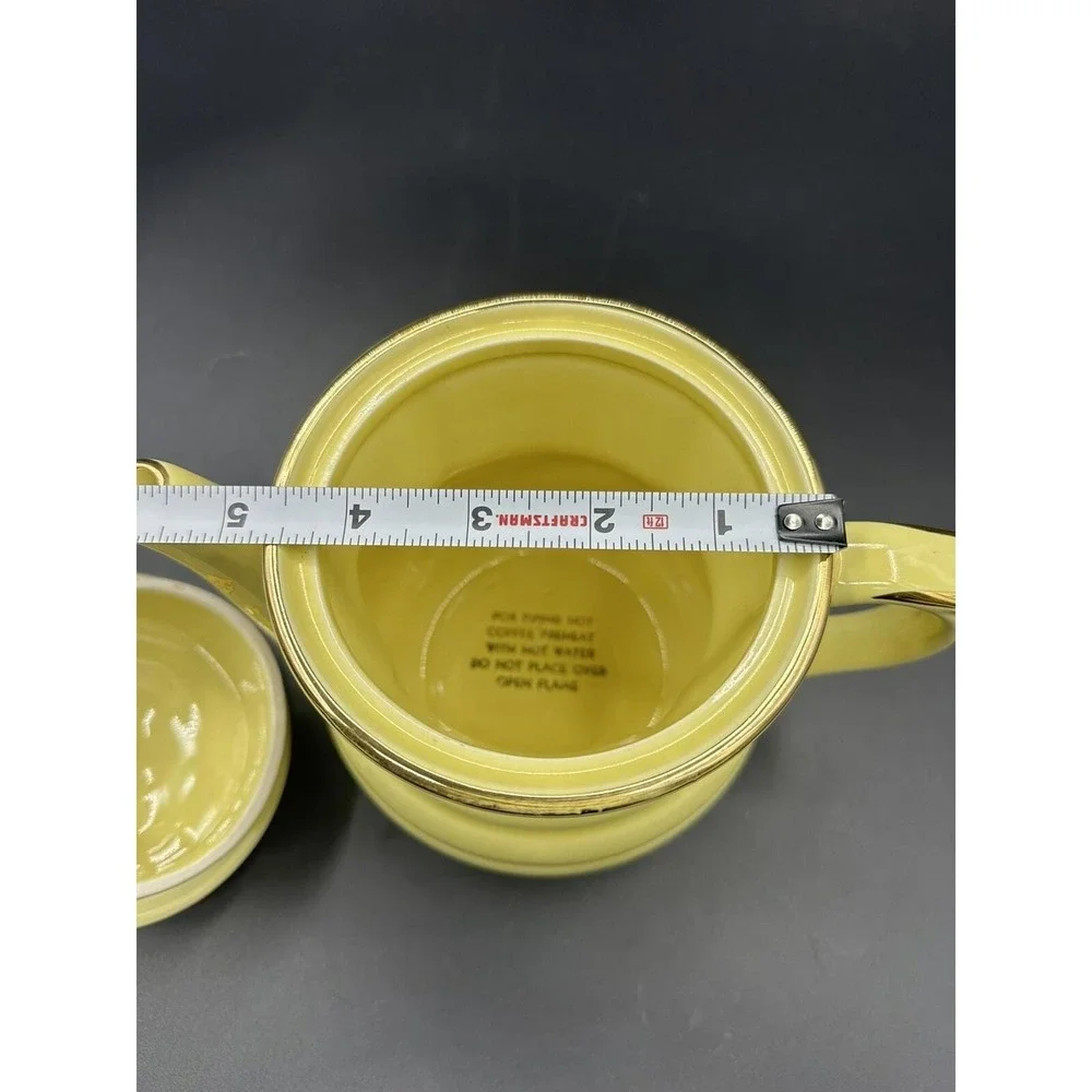 Vintage Enterprise Aluminum Co. Yellow/Gold Floral -Drip-O-Lator Coffee Pot MINT